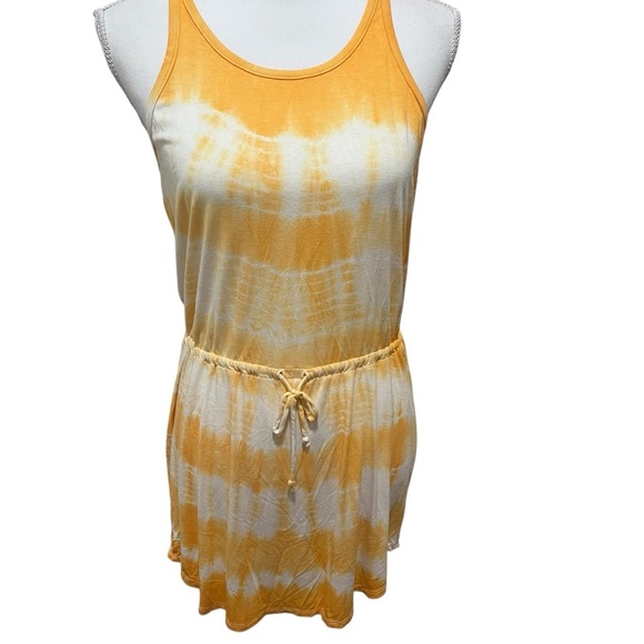 Chaser Tie Dyed Strappy Back Shirttail Mini Dress Goldfish Beach Summer Medium - Picture 3 of 13